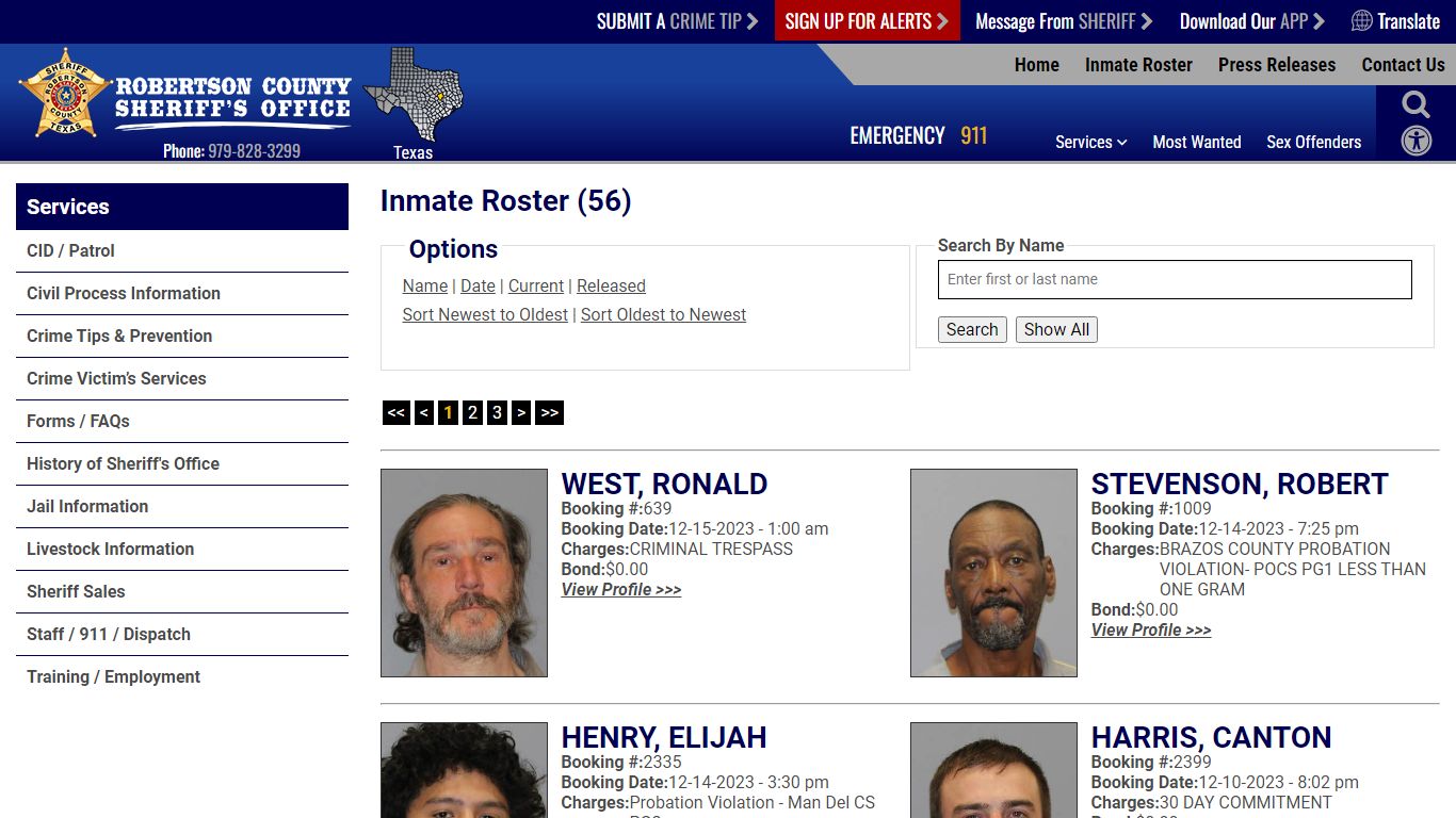 Inmate Roster (55) - Robertson County TX Sheriff