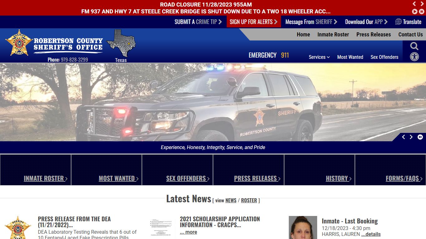 Inmate Roster - Robertson County TX Sheriff